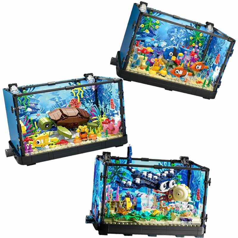 Marine Aquarium Cube - 조명이 포함된 어항 빌딩 블록 세트,