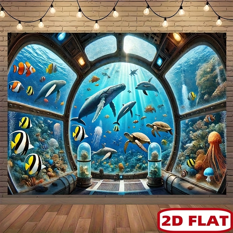 수중 잠수함 창문 고래상어 태피스트리 2D 평면 인쇄  - Ocean Aquarium 리뷰 및 가격