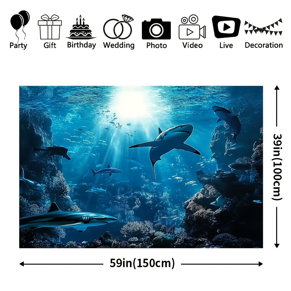 웅장한 심해 상어 벽걸이 태피스트리, 푸른 바다 해양생 - Ocean Aquarium 리뷰 및 가격