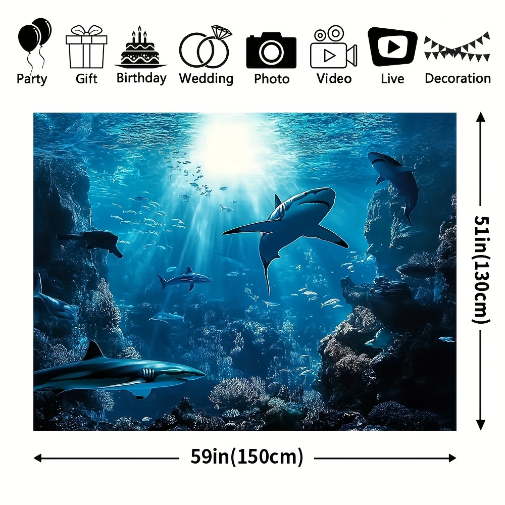 웅장한 심해 상어 벽걸이 태피스트리, 푸른 바다 해양생 - Ocean Aquarium 리뷰 및 가격