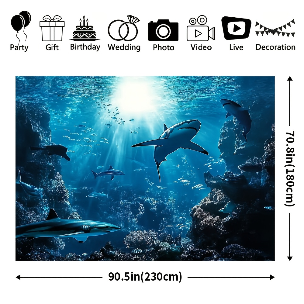 웅장한 심해 상어 벽걸이 태피스트리, 푸른 바다 해양생 - Ocean Aquarium 리뷰 및 가격