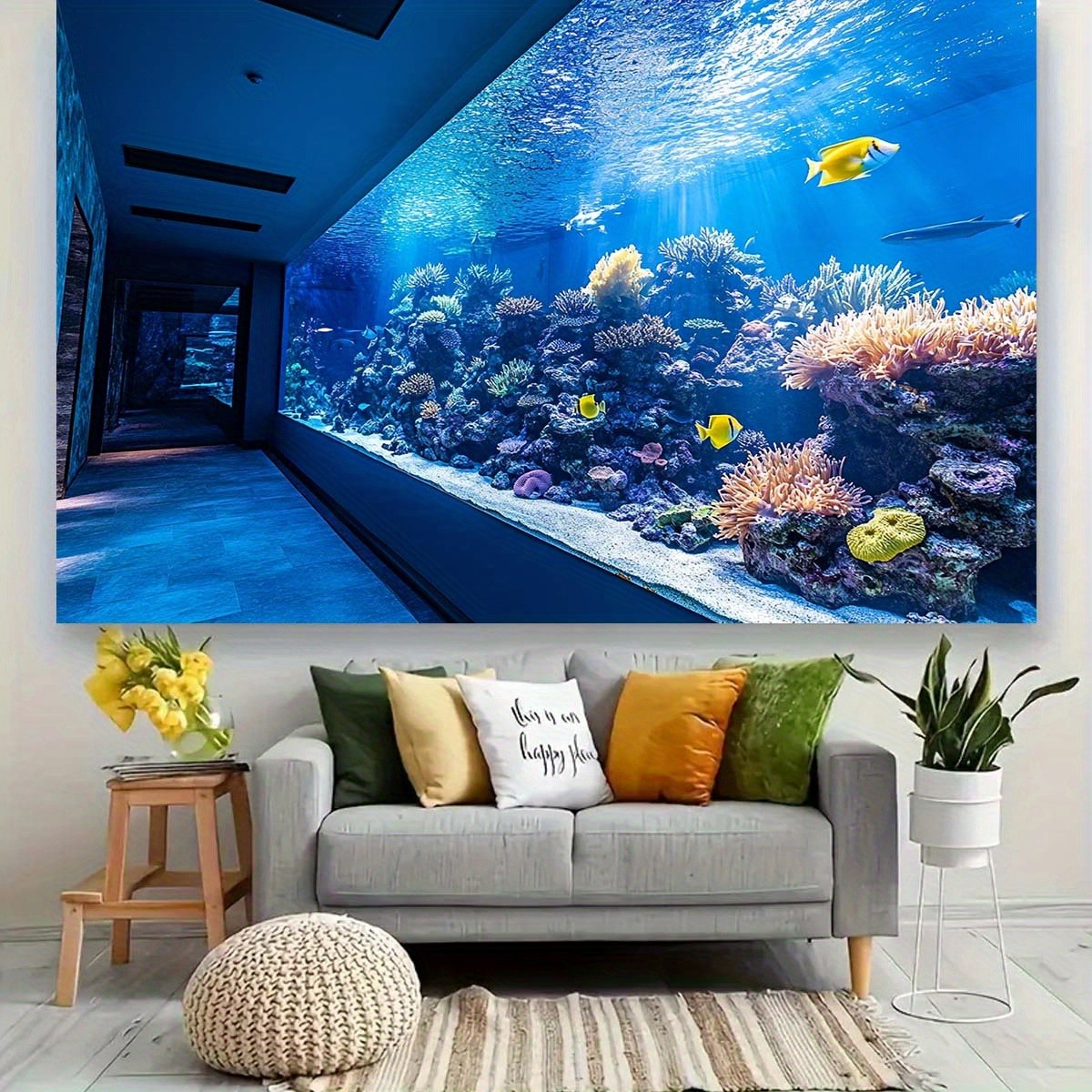 활기 넘치는 수중 아쿠아리움 태피스트리, 다채로운 산호 - Reef Aquarium 리뷰 및 가격
