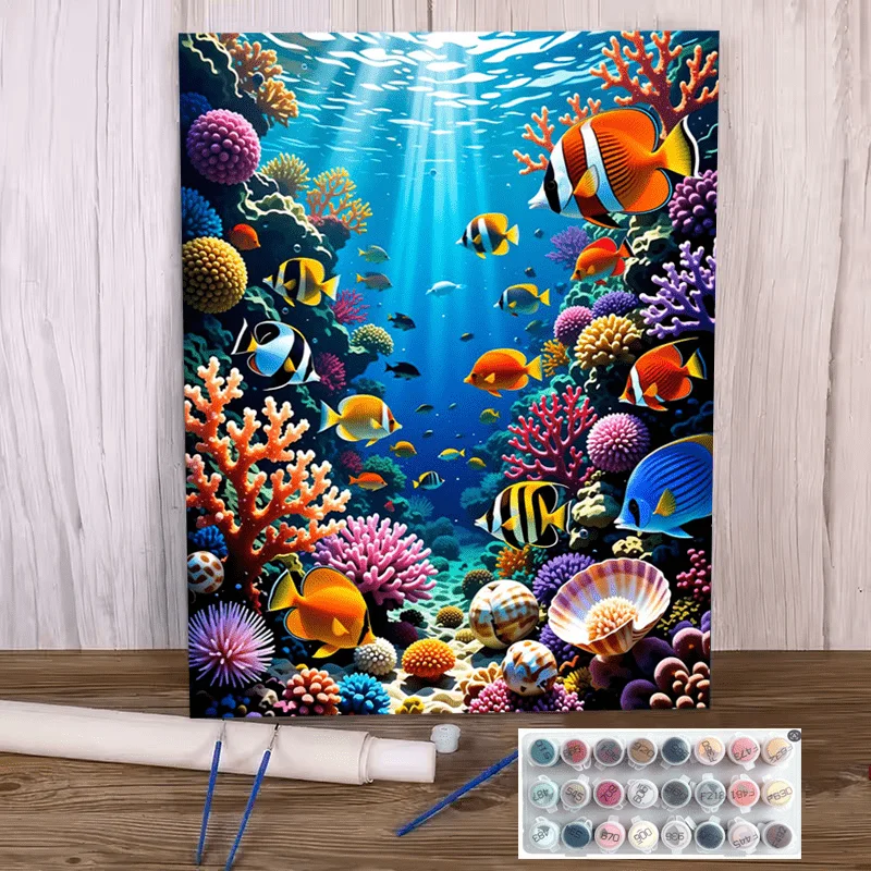 전문가용, 2D 평면 그림, 성인용 초보자 DIY 숫자 - Marine Coral 리뷰 및 가격